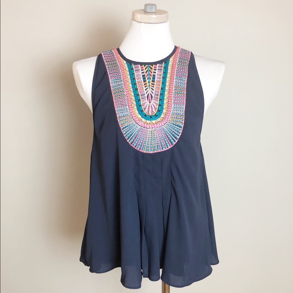 Anthropologie Ranna Gill Atoll Tank Embroidered